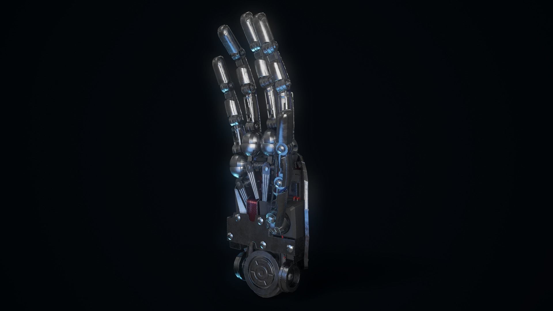Humanoid Robotic Hand Low-poly 3D model_12
