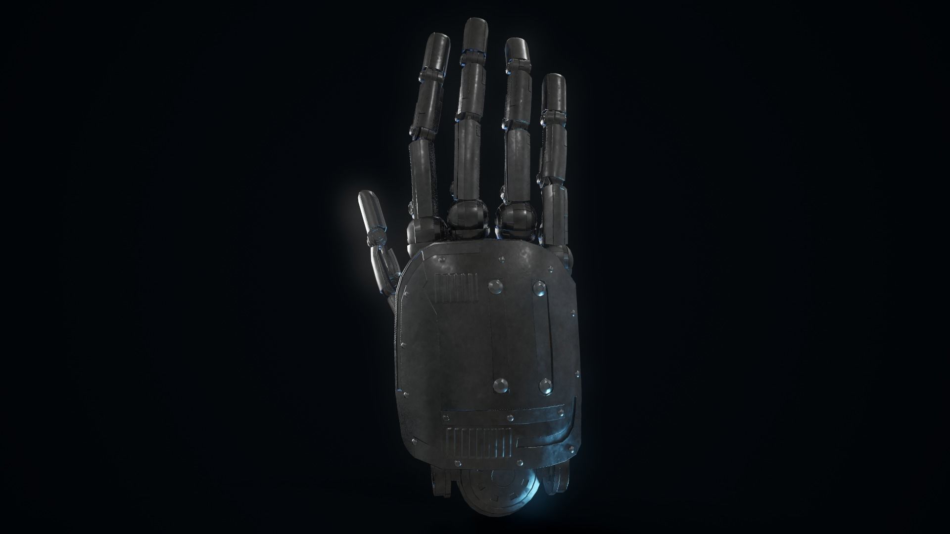 Humanoid Robotic Hand Low-poly 3D model_14