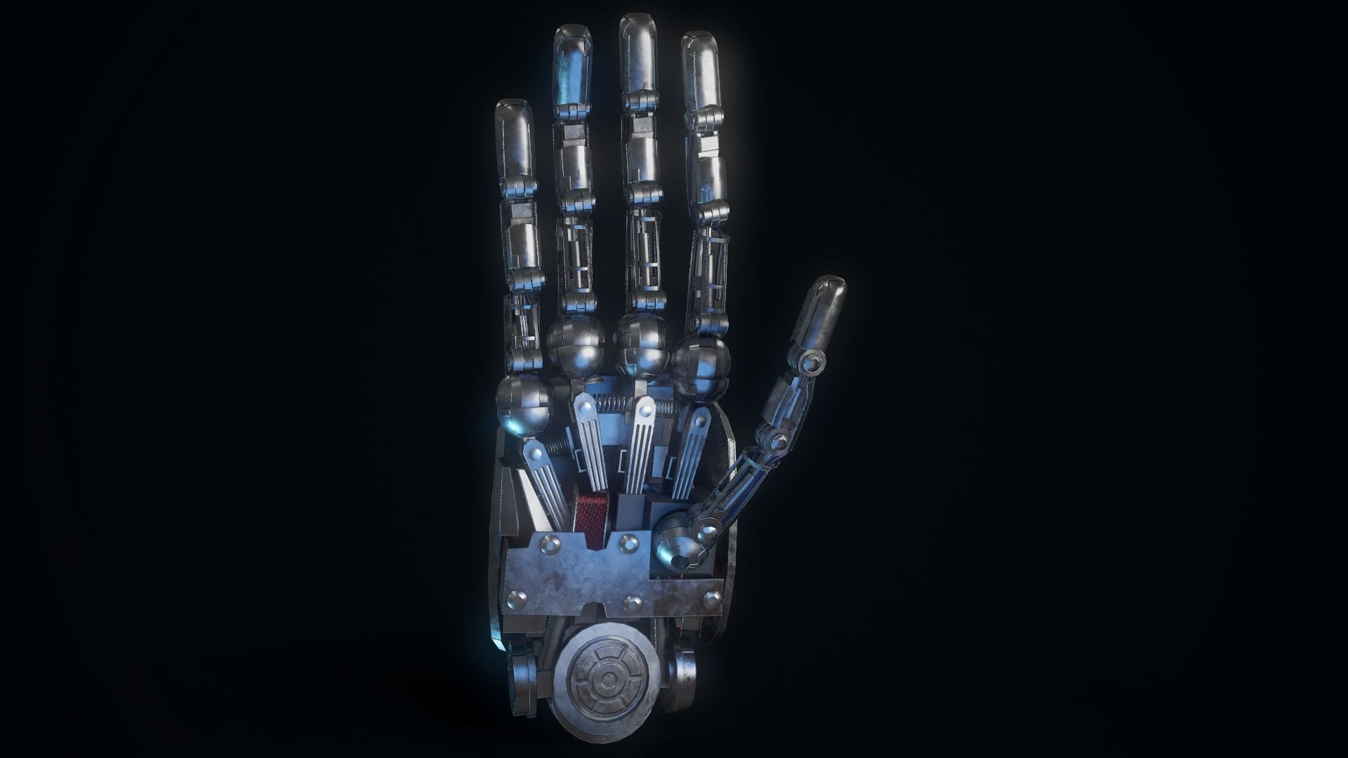Humanoid Robotic Hand Low-poly 3D model_11
