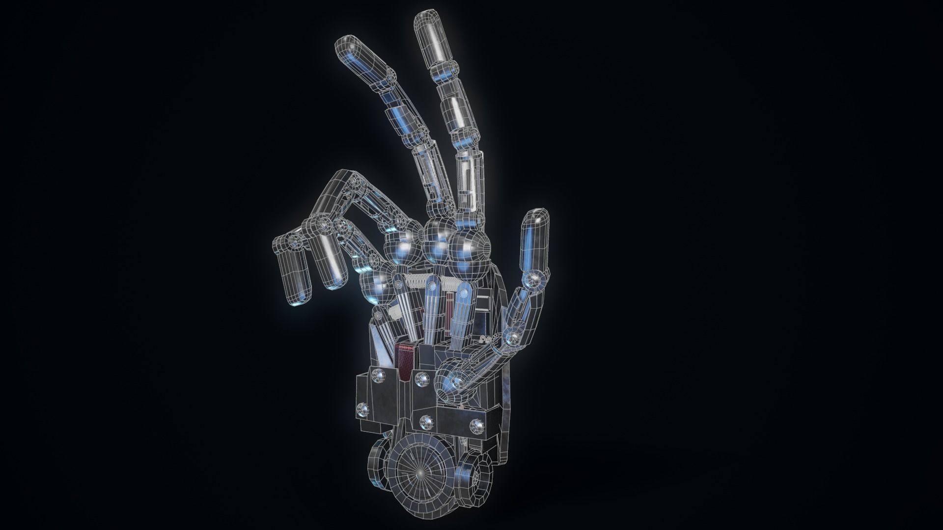 Humanoid Robotic Hand Low-poly 3D model_8