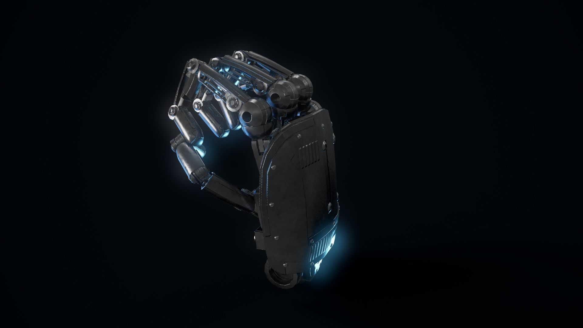 Humanoid Robotic Hand Low-poly 3D model_7