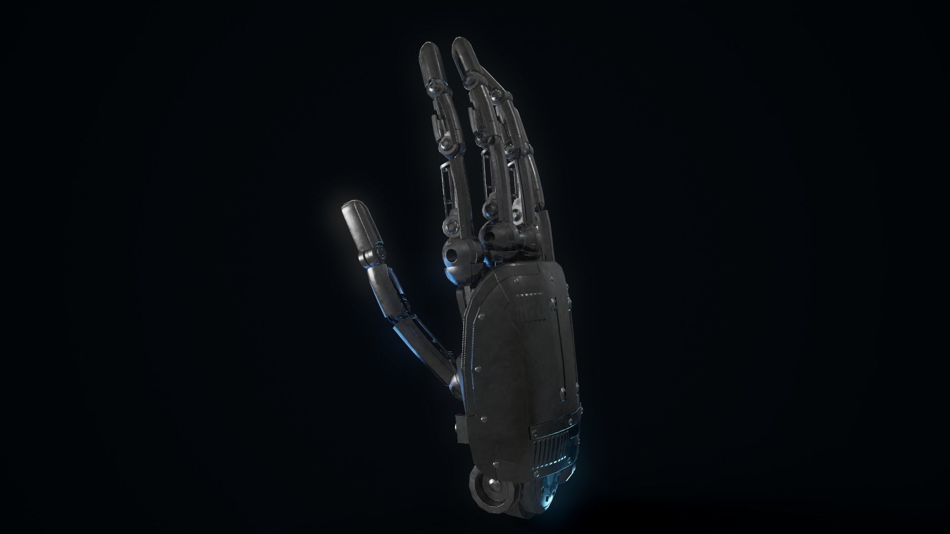Humanoid Robotic Hand Low-poly 3D model_13