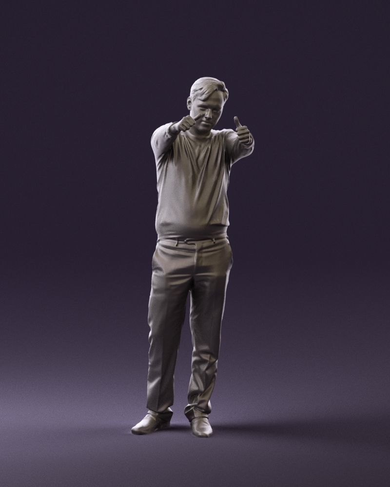 Man in blue top holding hans as photographer 0838 3D model_4