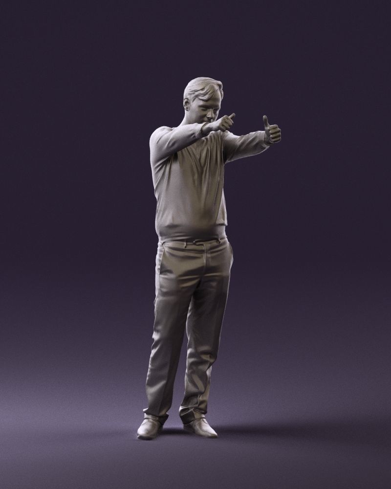 Man in blue top holding hans as photographer 0838 3D model_7