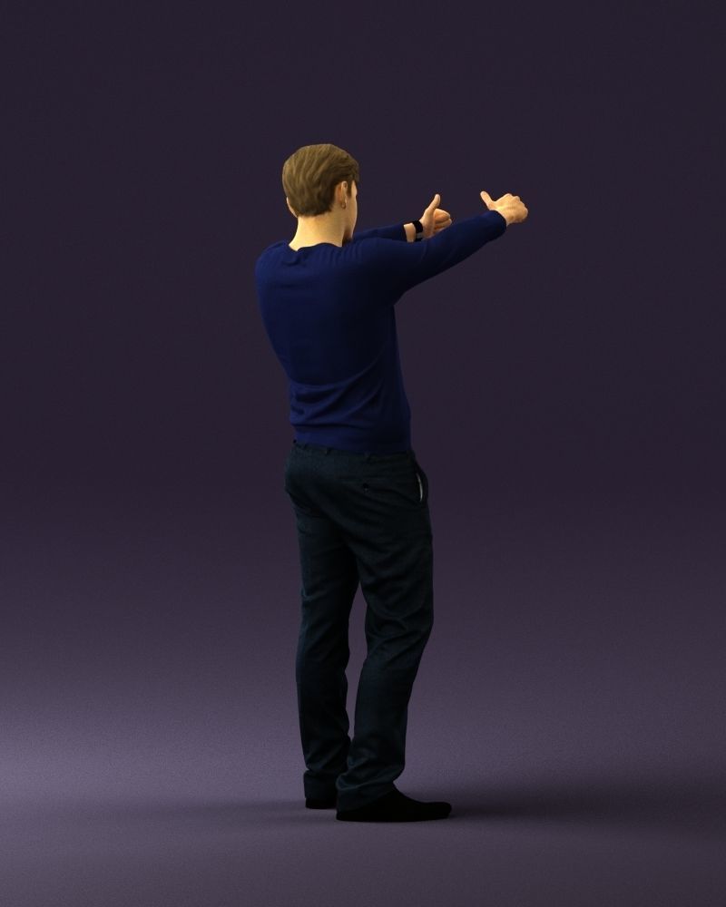 Man in blue top holding hans as photographer 0838 3D model_15