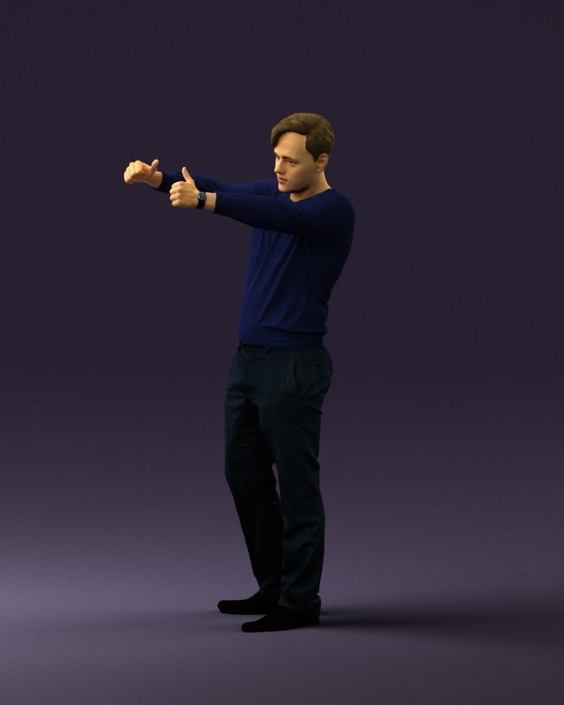 Man in blue top holding hans as photographer 0838 3D model_27