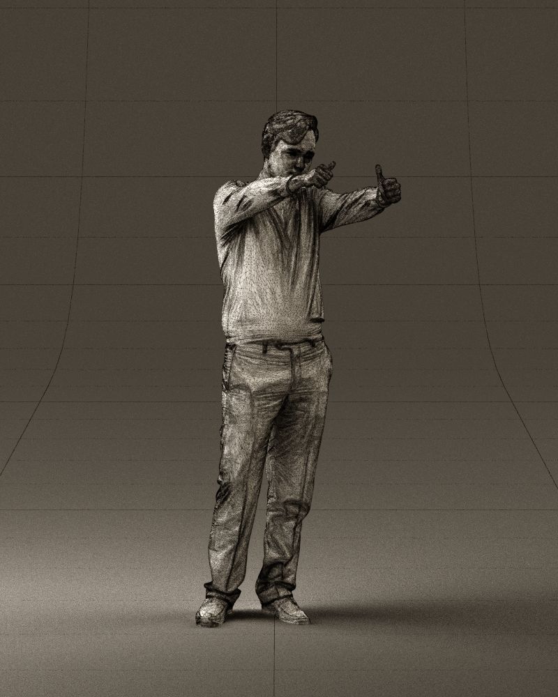 Man in blue top holding hans as photographer 0838 3D model_8