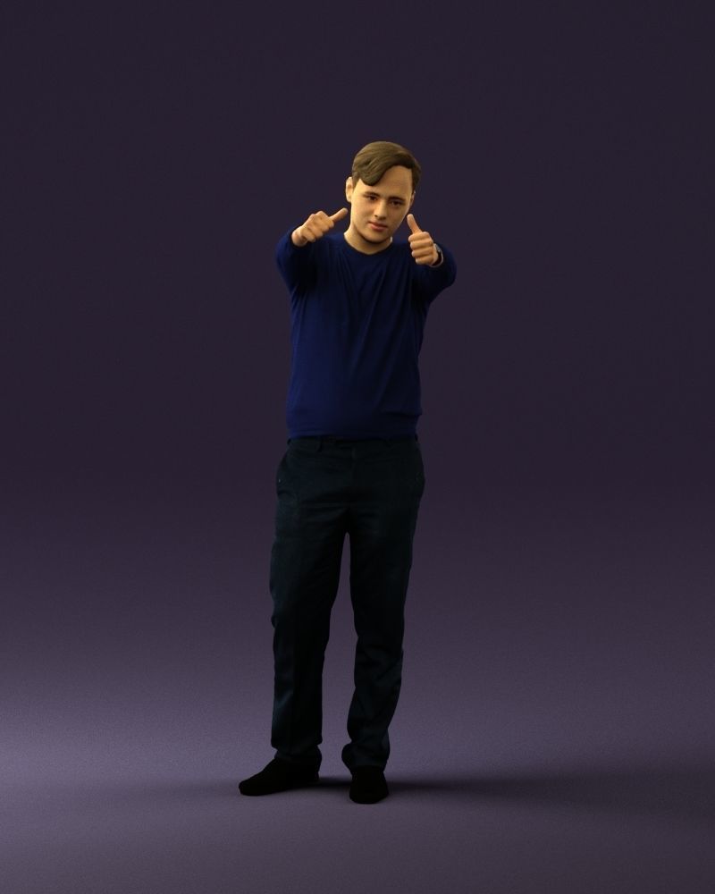 Man in blue top holding hans as photographer 0838 3D model_36