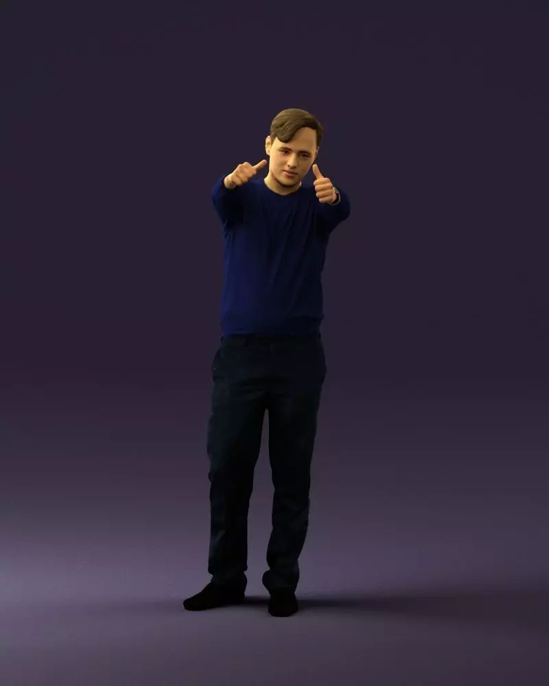 Man in blue top holding hans as photographer 0838 3D model_0