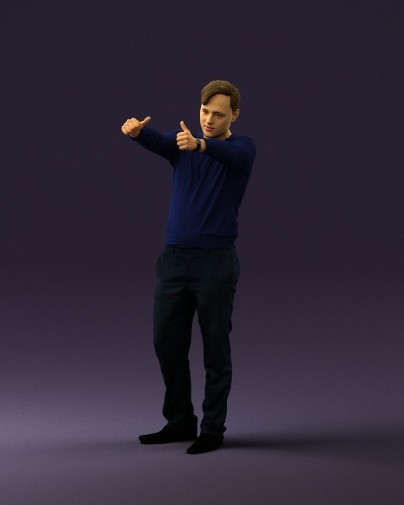 Man in blue top holding hans as photographer 0838 3D model_30