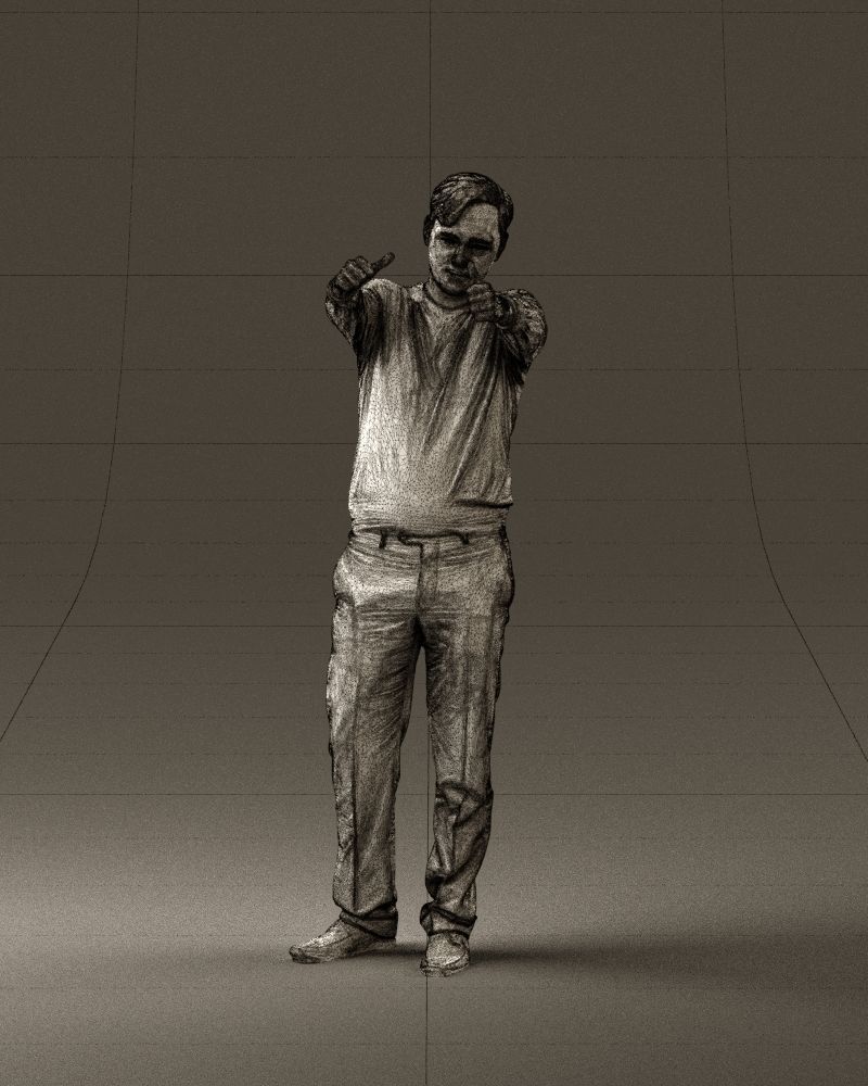 Man in blue top holding hans as photographer 0838 3D model_35