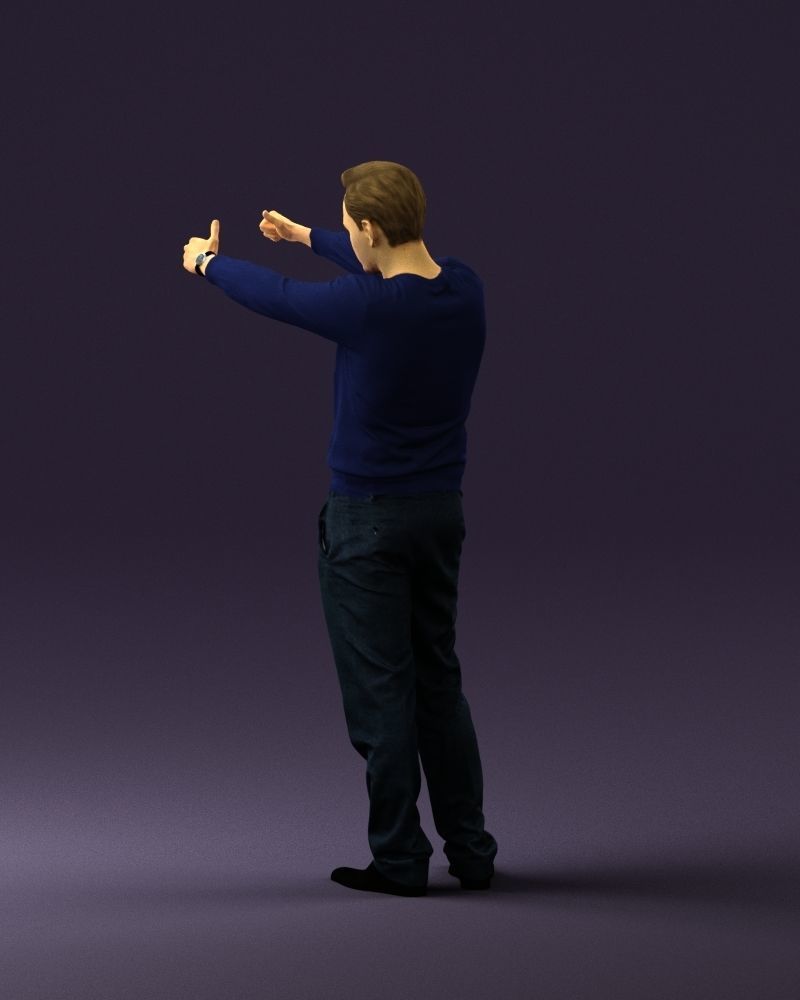 Man in blue top holding hans as photographer 0838 3D model_21