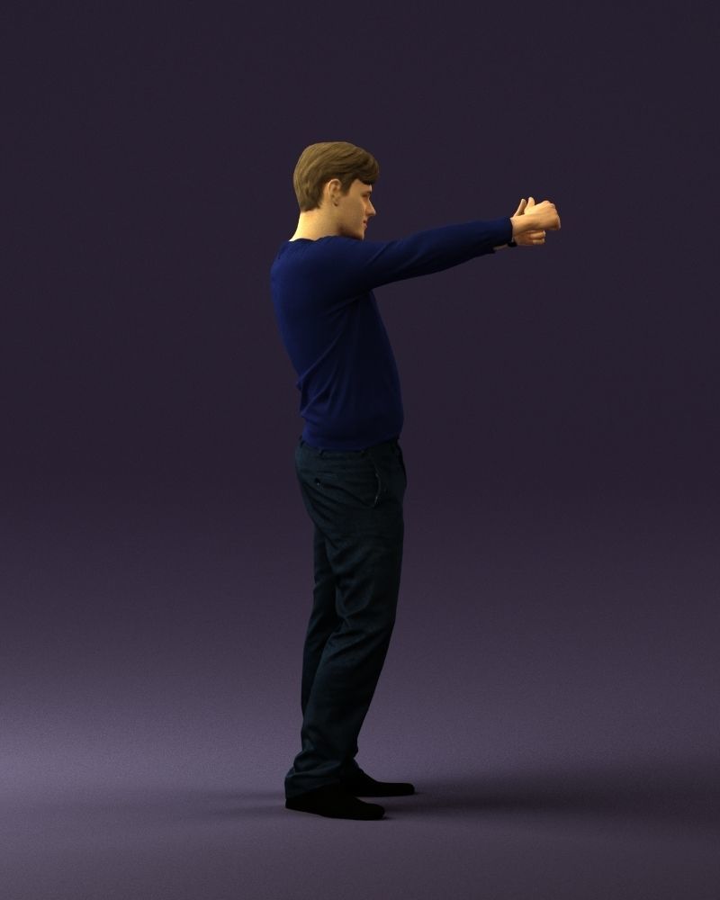 Man in blue top holding hans as photographer 0838 3D model_12