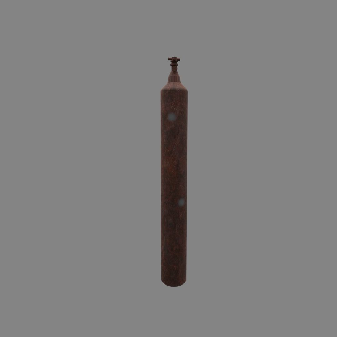 oxygen cylinder rusted Low-poly 3D model_3