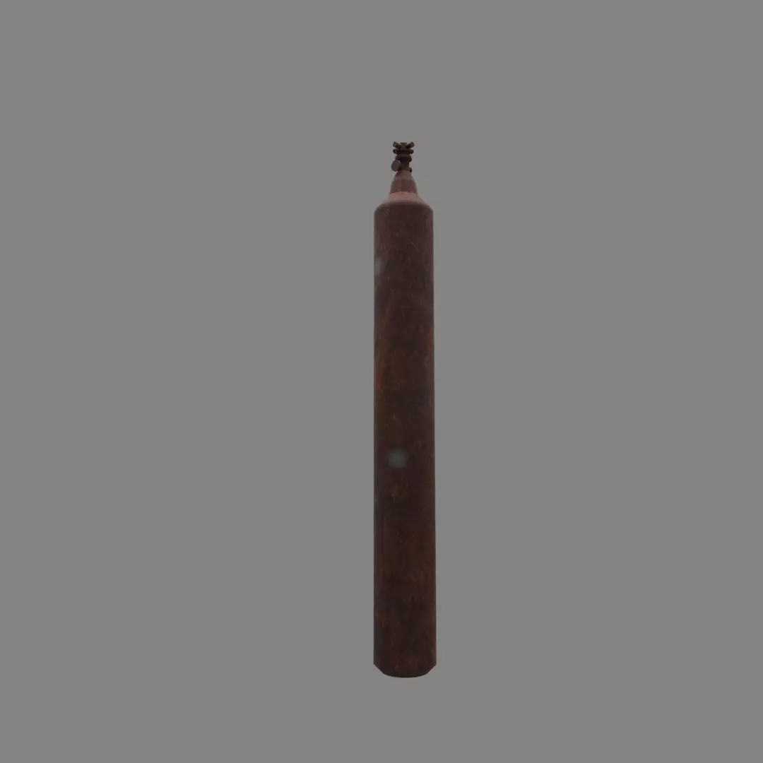 oxygen cylinder rusted Low-poly 3D model_0
