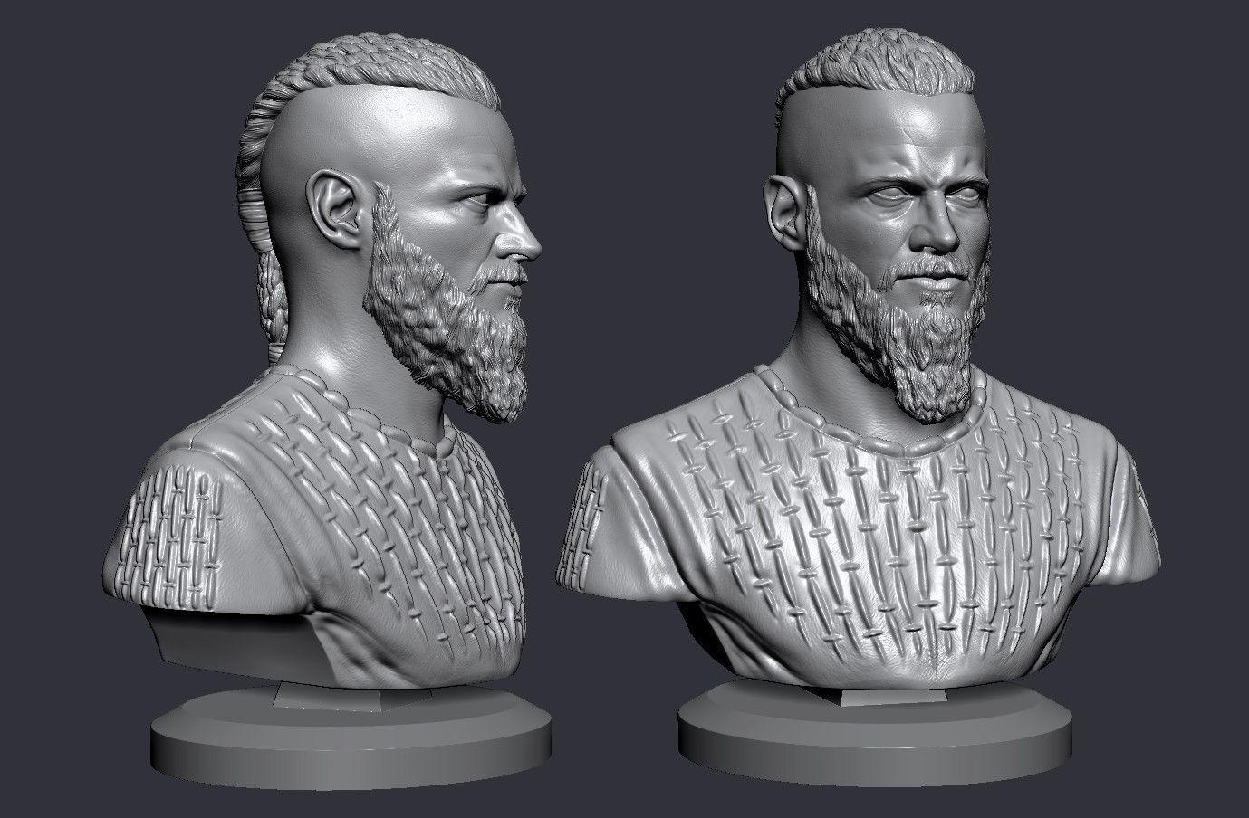 Ragnar Lothbrok Bust 3D print model_6
