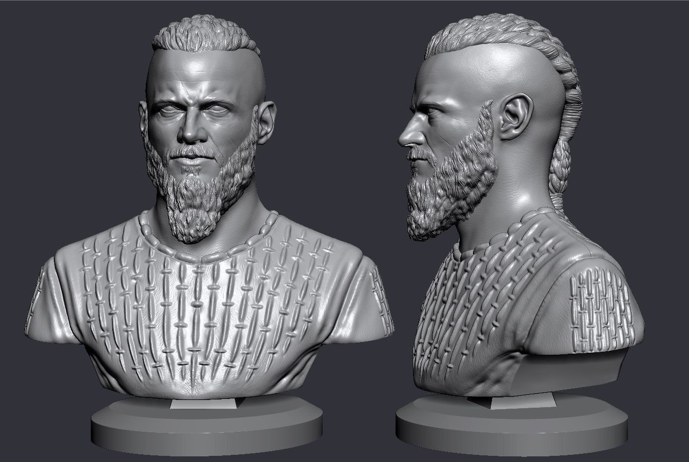 Ragnar Lothbrok Bust 3D print model_7