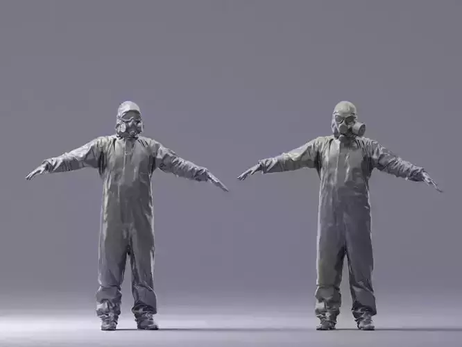 Hazmat suit man T-pose 0329-2 3D Print Ready 3D print model