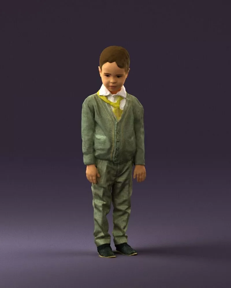 Kid in greengray pijama suit 0846 3D model