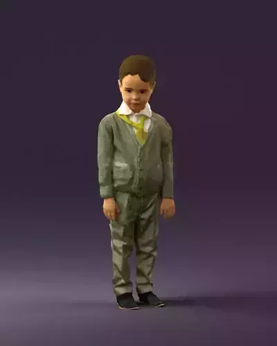 Kid in greengray pijama suit 0846