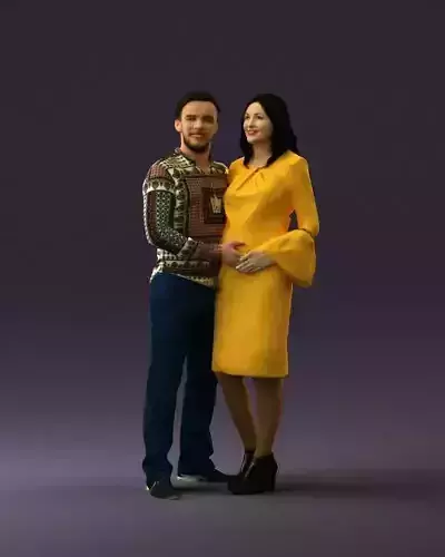 Man in blue pants with woman in yellow dress 0853