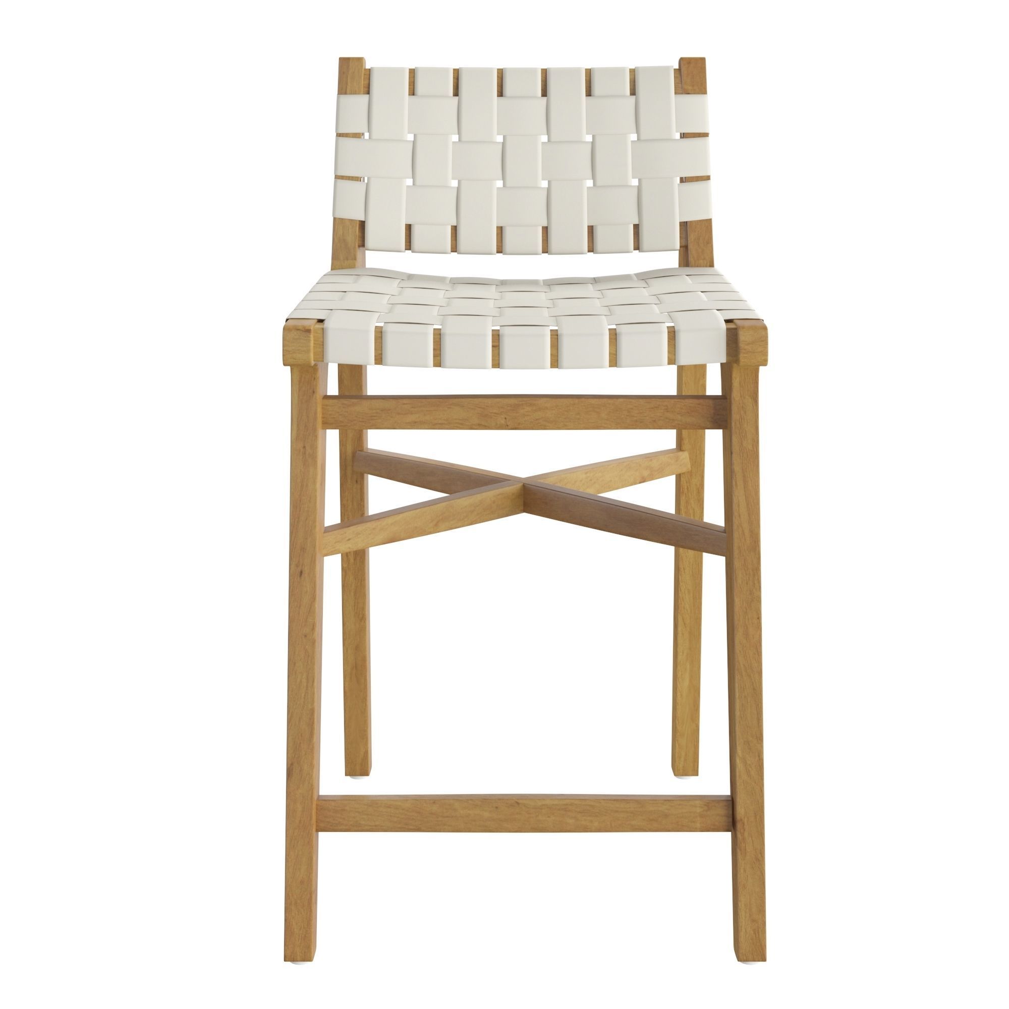 Taj White Leather Strap Counter Stool 3D model_1