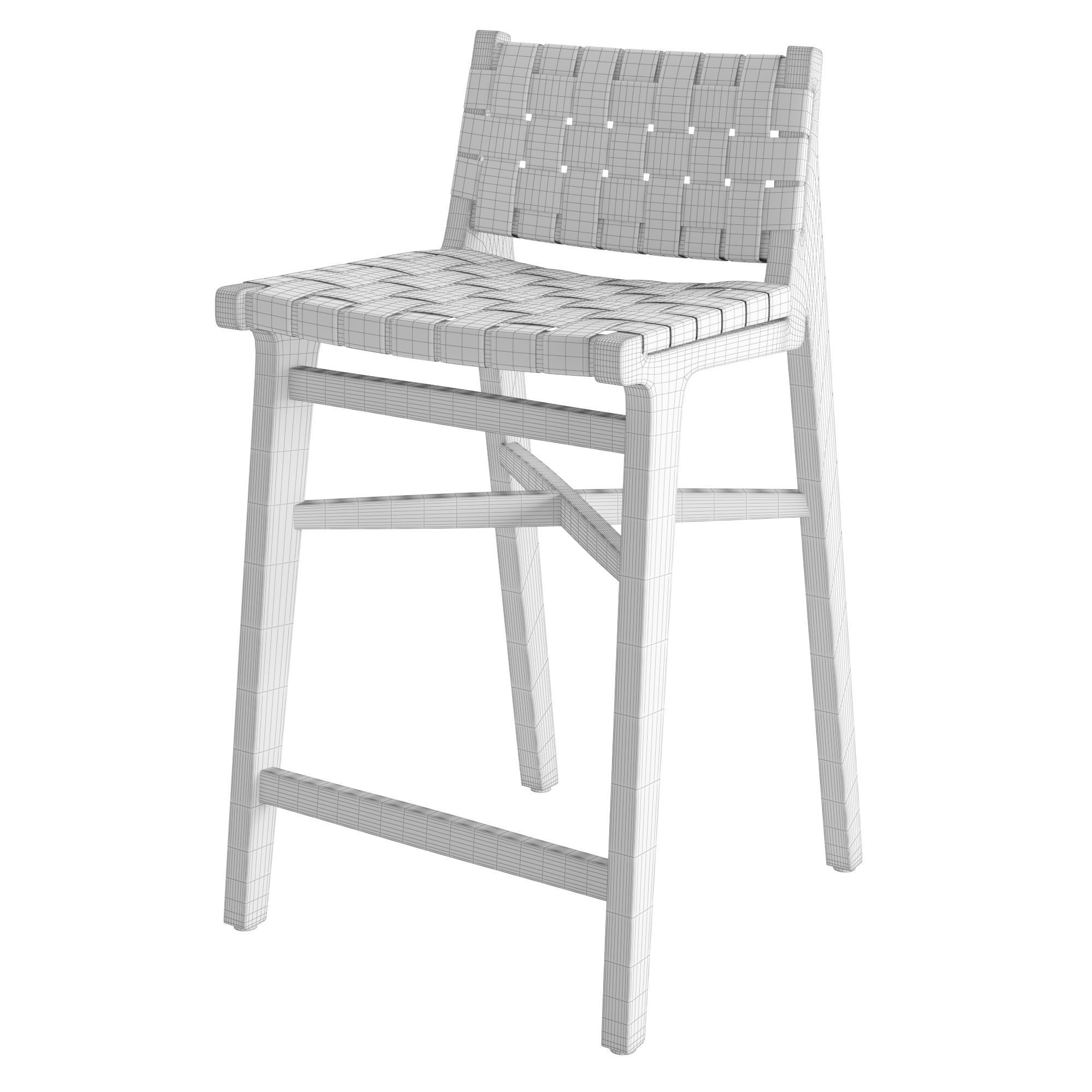Taj White Leather Strap Counter Stool 3D model_2