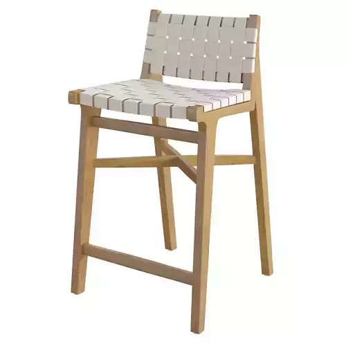 Taj White Leather Strap Counter Stool 3D model