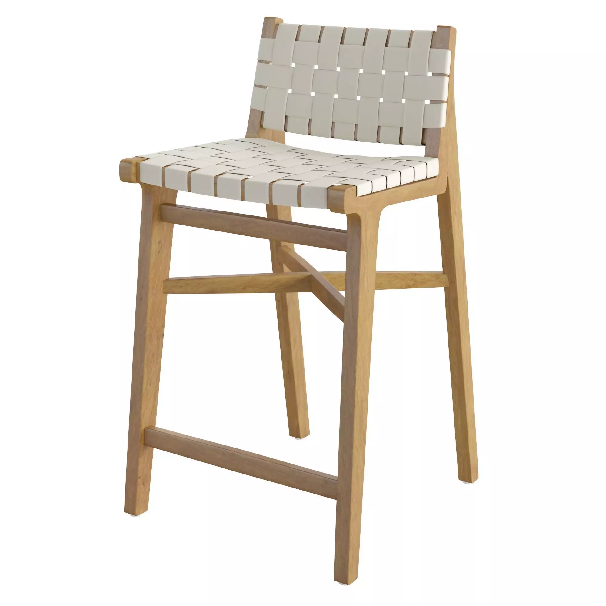 Taj White Leather Strap Counter Stool 3D model_0