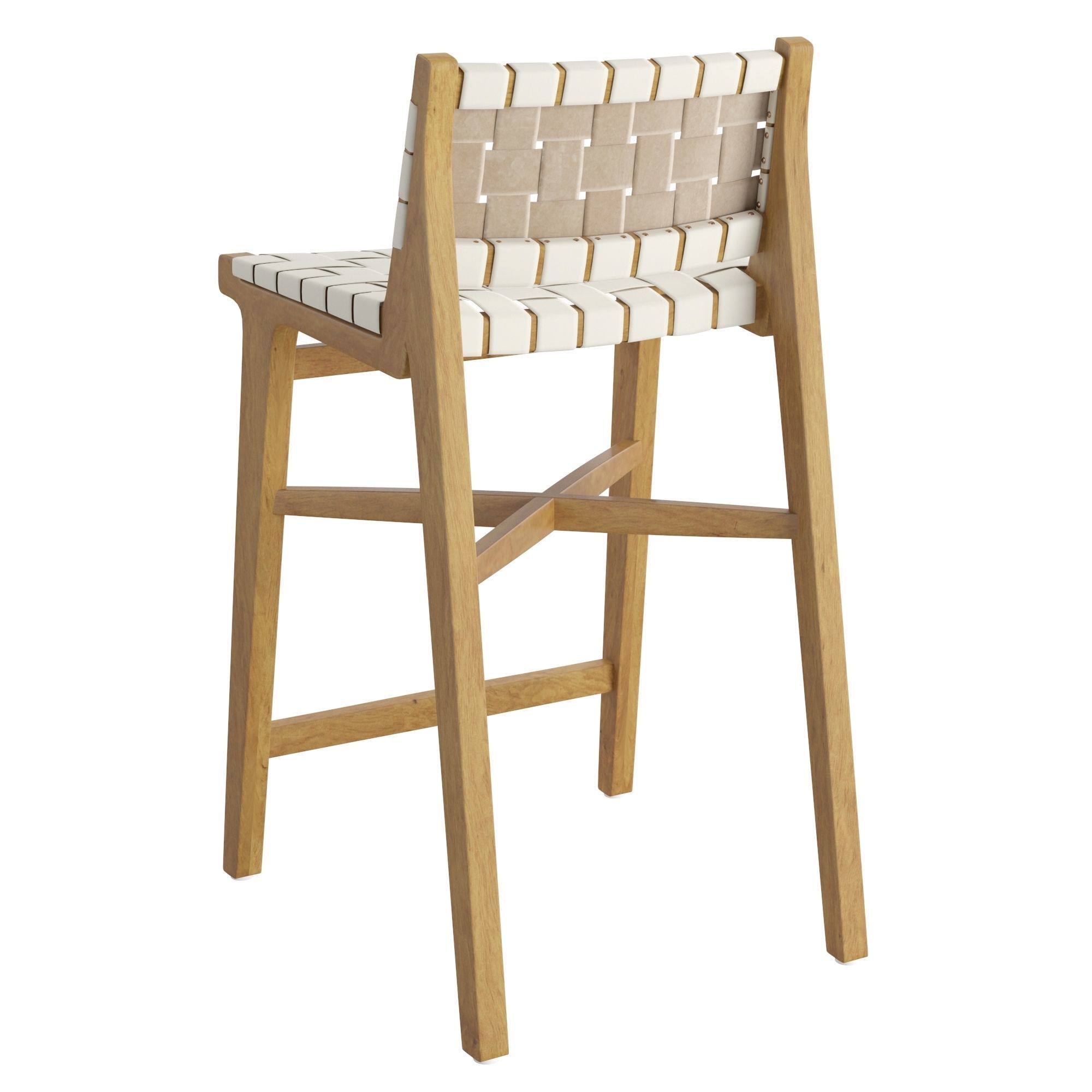 Taj White Leather Strap Counter Stool 3D model_3