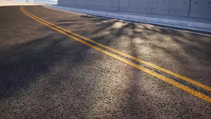 New Asphalt road with lines texture 3D model
