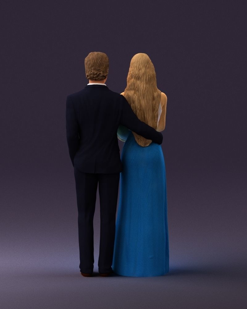 Man and woman in evening dresses bouquet flowers 0868 3D model_6