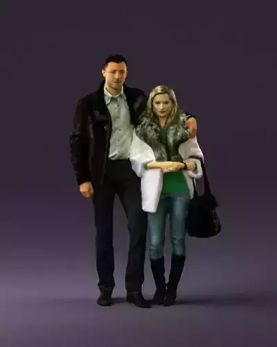 Man hug woman in white coat 0855