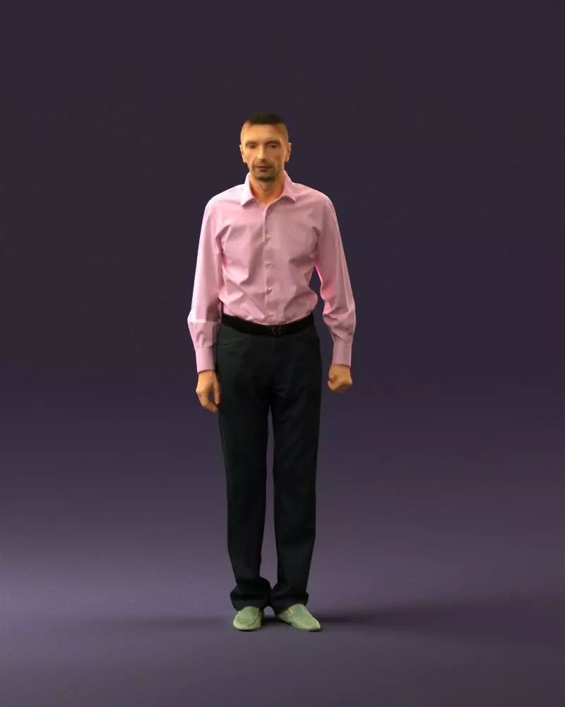 Man in pink tshirt staying straight 0845 3D model