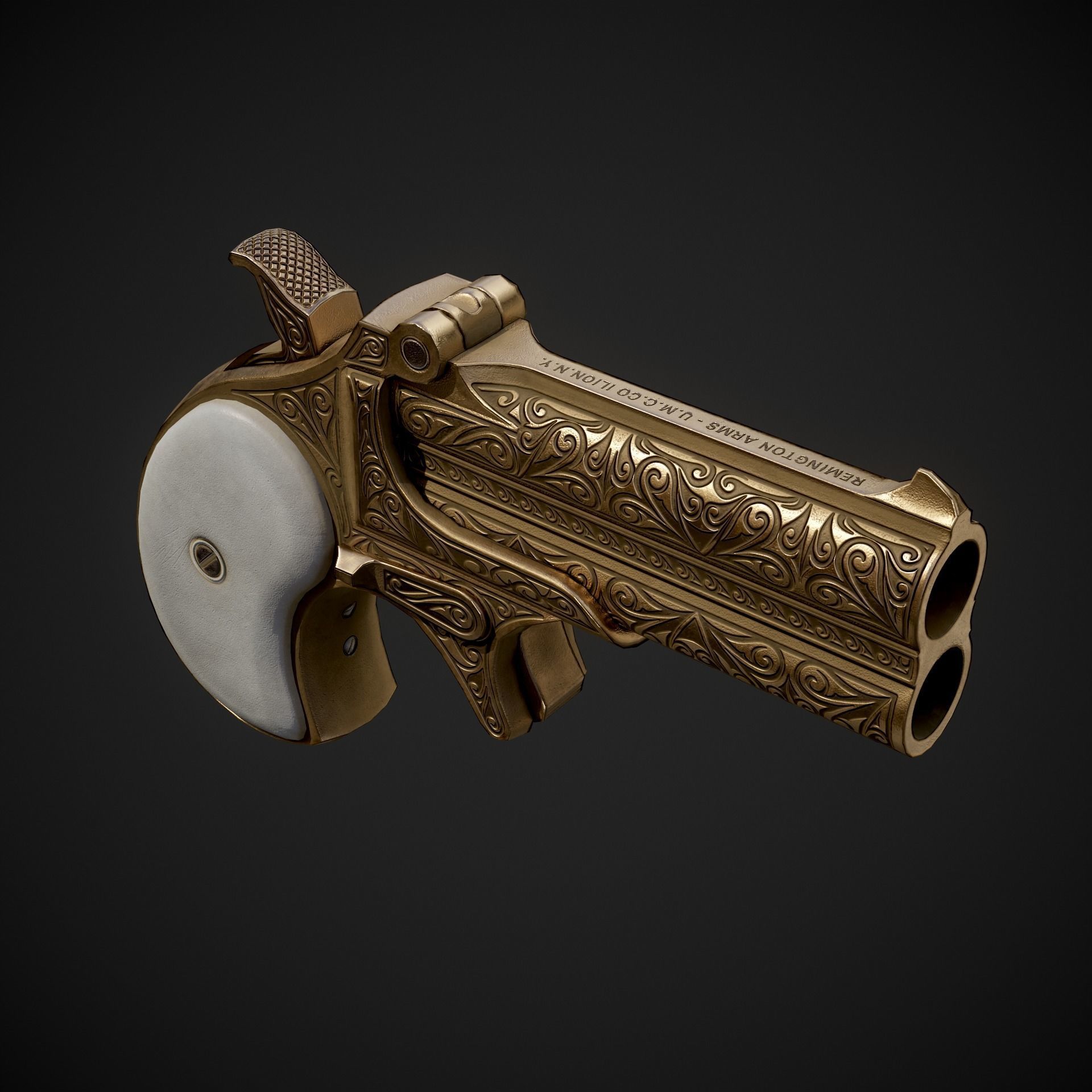 Remington Model 95 Double Deringer Low-poly 3D model_2