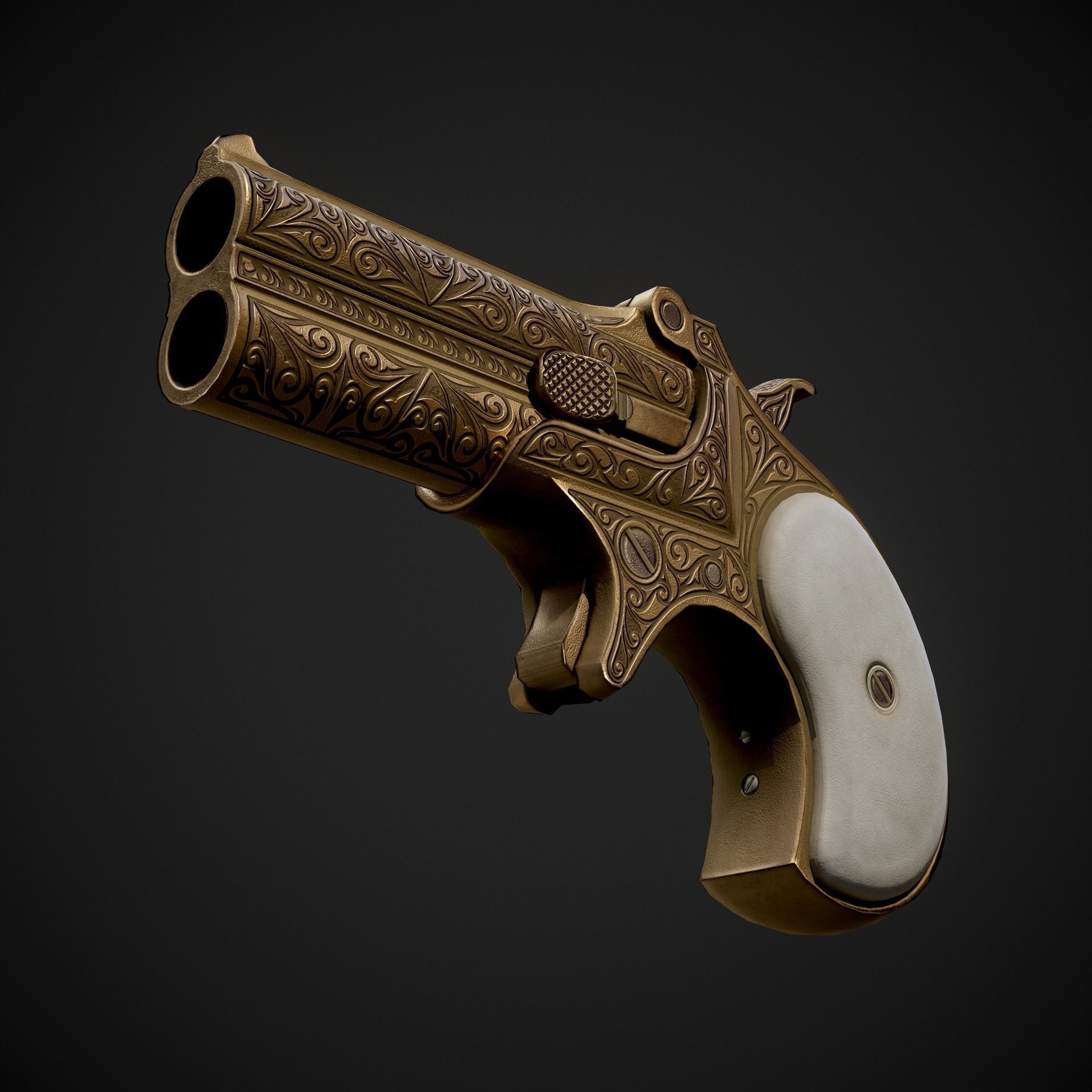 Remington Model 95 Double Deringer Low-poly 3D model_3