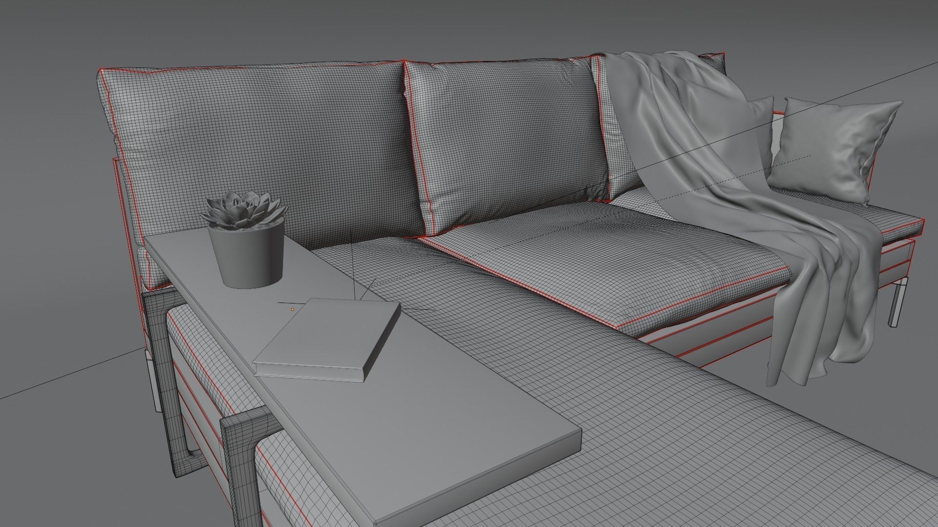 Sofa Mit Chaise lounge  3D model_8