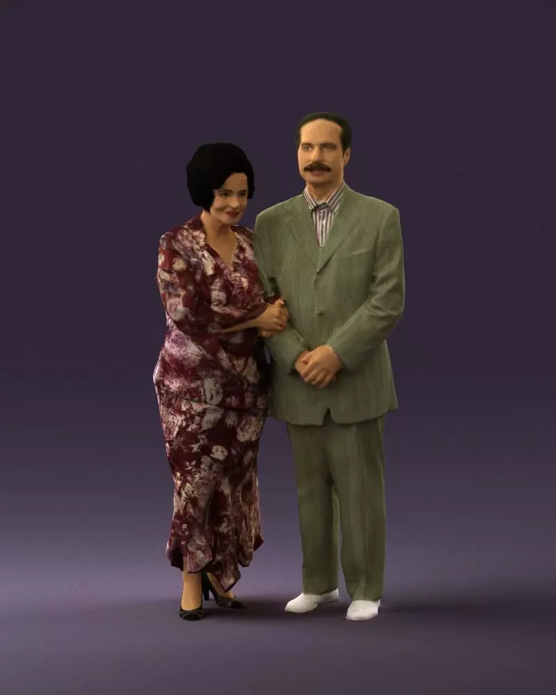 Mustacheman with woman in redbrown dress 0851 3D model_0