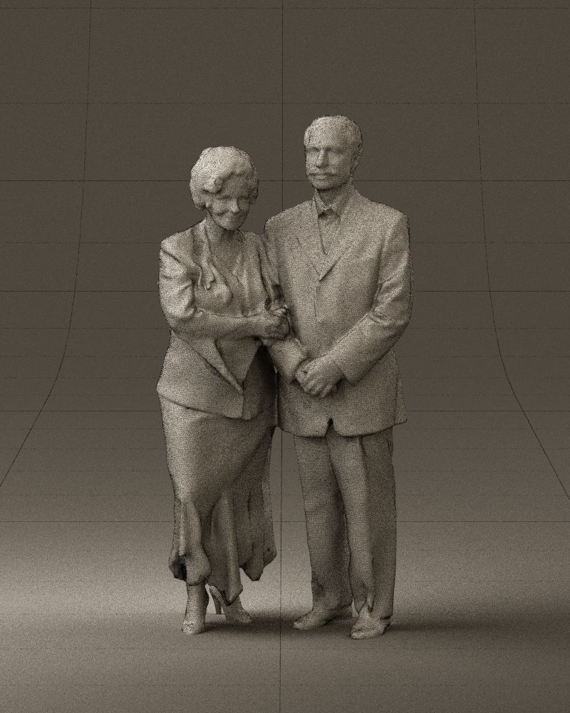 Mustacheman with woman in redbrown dress 0851 3D model_35