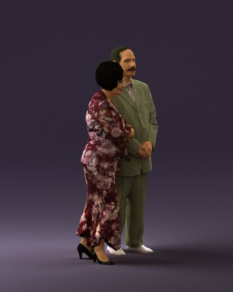 Mustacheman with woman in redbrown dress 0851 3D model_3