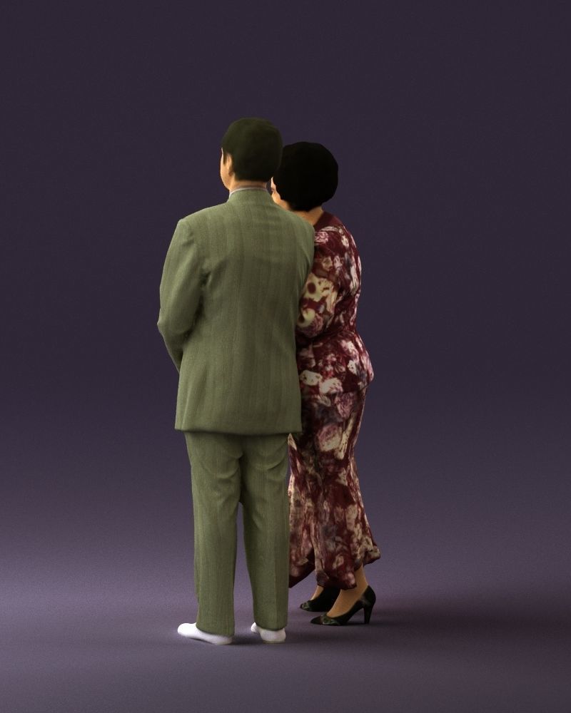 Mustacheman with woman in redbrown dress 0851 3D model_7