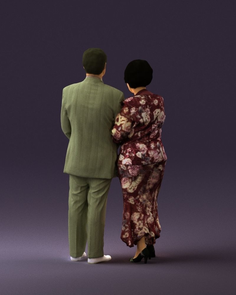 Mustacheman with woman in redbrown dress 0851 3D model_6