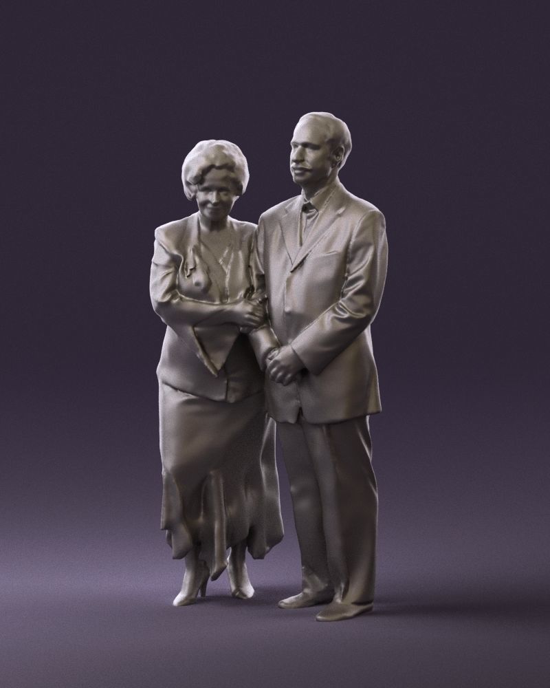 Mustacheman with woman in redbrown dress 0851 3D model_22