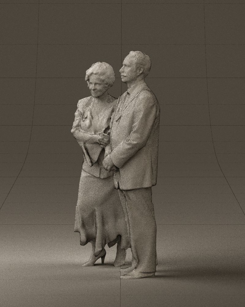 Mustacheman with woman in redbrown dress 0851 3D model_33