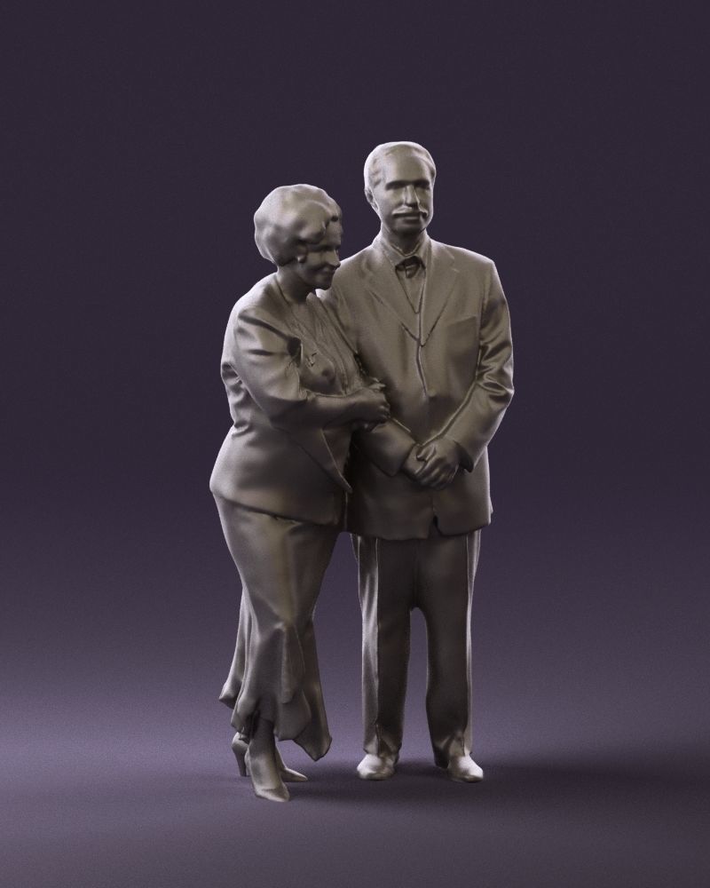 Mustacheman with woman in redbrown dress 0851 3D model_14