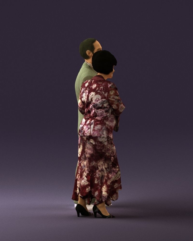 Mustacheman with woman in redbrown dress 0851 3D model_4