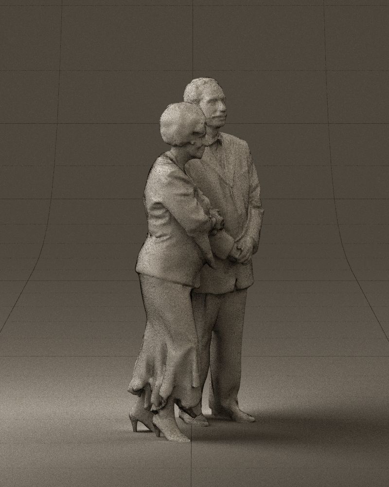 Mustacheman with woman in redbrown dress 0851 3D model_27