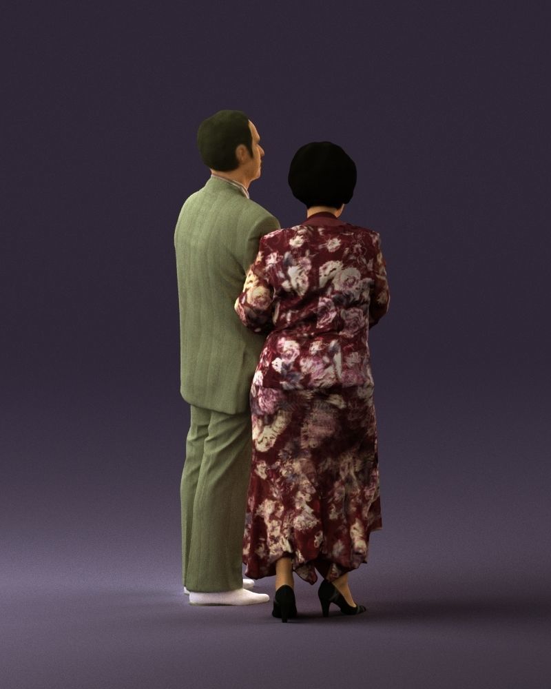 Mustacheman with woman in redbrown dress 0851 3D model_5