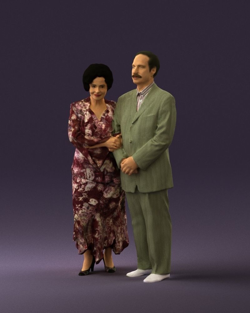 Mustacheman with woman in redbrown dress 0851 3D model_10