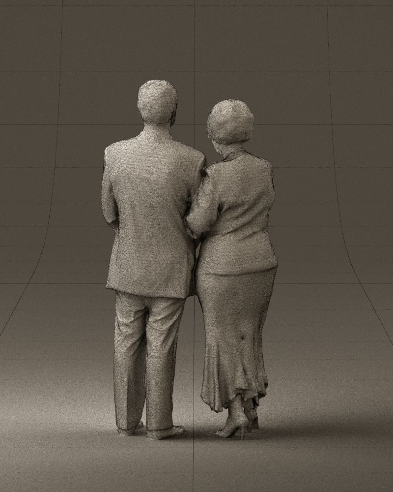 Mustacheman with woman in redbrown dress 0851 3D model_30